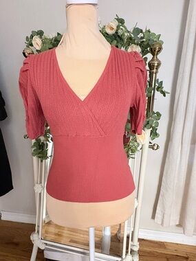 Express Vibrant Red Ribbed Sweater